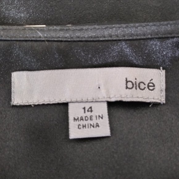 Bice Black White Floral Print Chiffon Dress Size 14 Dropped Waist Satin Sash Bow - Picture 5 of 5